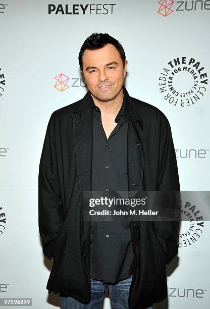 Actor/Writer/Producer Seth McFarlane attends an evening with Seth McFarlane and friends at the 27th annual PaleyFest at the Saban Theatre on March 9,...