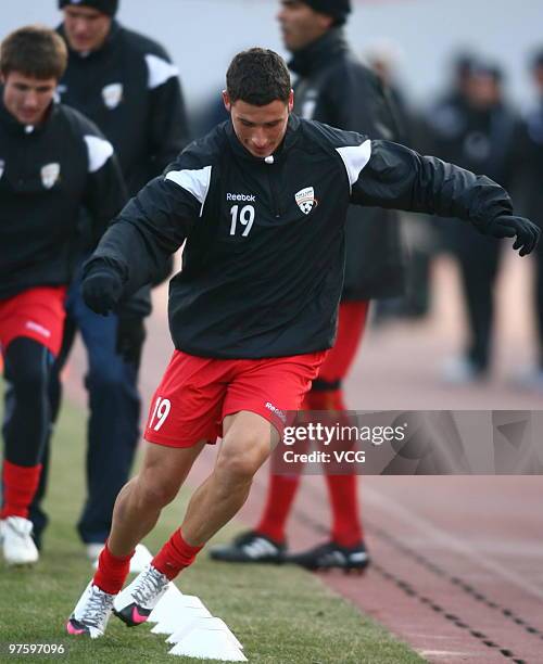 Players of Adelaide United attend the training session ahead of the AFC Champions League match between Shandong Luneng and Adelaide United at...