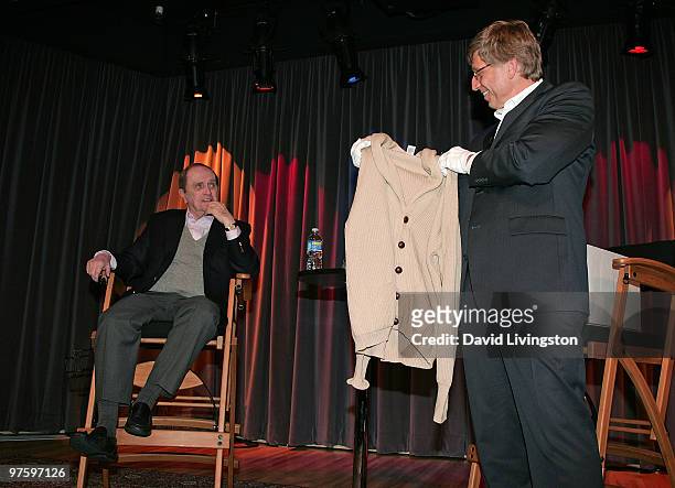 Actor Bob Newhart and GRAMMY Museum executive director Robert Santelli attend An Evening With Bob Newhart at The GRAMMY Museum on March 9, 2010 in...