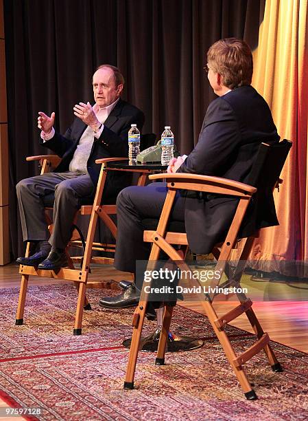 Actor Bob Newhart and GRAMMY Museum executive director Robert Santelli attend An Evening With Bob Newhart at The GRAMMY Museum on March 9, 2010 in...