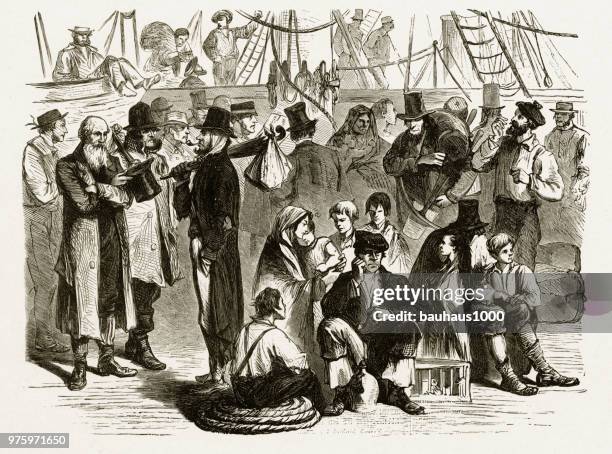 immigrants sailing in the american clipper ship “great republic”, 1855 - 1855 2018 stock illustrations