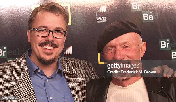 Creator/executive producer Vince Gilligan and actor Jonathan Banks attend the third season premiere of the television show "Breaking Bad" at the...