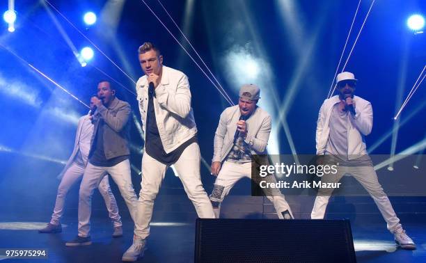 The Backstreet Boys perform at Northwell Health at Jones Beach Theater on June 15, 2018 in Wantagh, New York.
