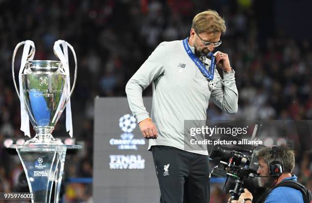 May 2018, Ukraine, Kiev: Soccer, Champions League final, Real Madrid vs FC Liverpool at the Olimpiyskiy National Sports Complex. Liverpool's manager...