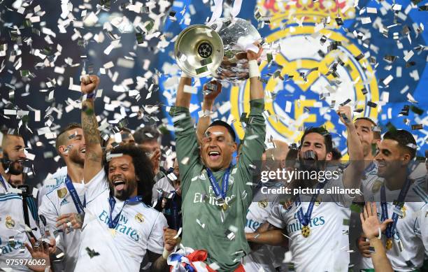 May 2018, Ukraine, Kiev: Soccer, Champions League final, Real Madrid vs FC Liverpool at the Olimpiyskiy National Sports Complex. Real's keeper Keylor...