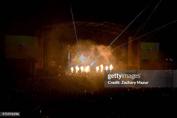 Marshmello performs onstage during 2018 BLI Summer Jam at Northwell Health at Jones Beach Theater on June 15, 2018 in Wantagh, New York.