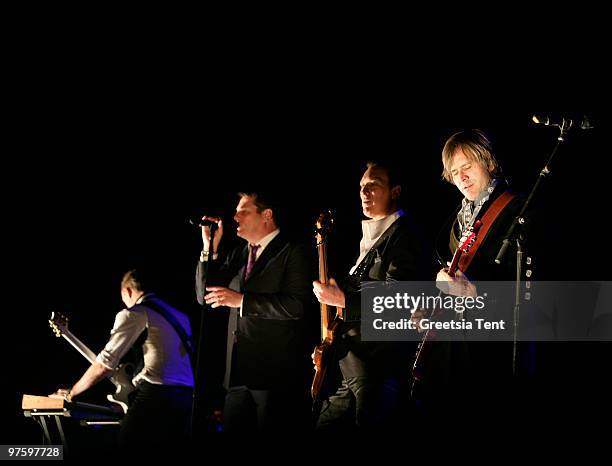 Gary Kemp, Tony Hadley, Martin Kemp and Steve Norman of Spandau Ballet perform live at Heineken Music Hall on March 9, 2010 in Amsterdam, Netherlands.