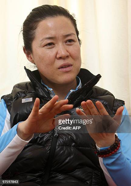 South Korean mountaineer Oh Eun-sun gestures during an interview with AFP in Kathmandu on March 9, 2010. Oh is hoping to climb Annapurna this spring,...