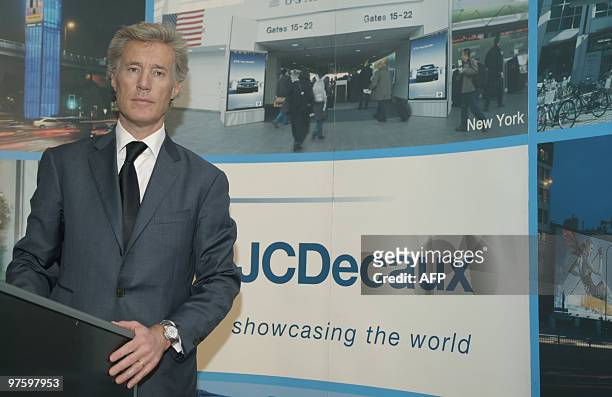 Jean-Francois Decaux, chief executive of France's JC Decaux, the biggest outdoor advertising group in Europe and Asia poses prior to present the 2009...