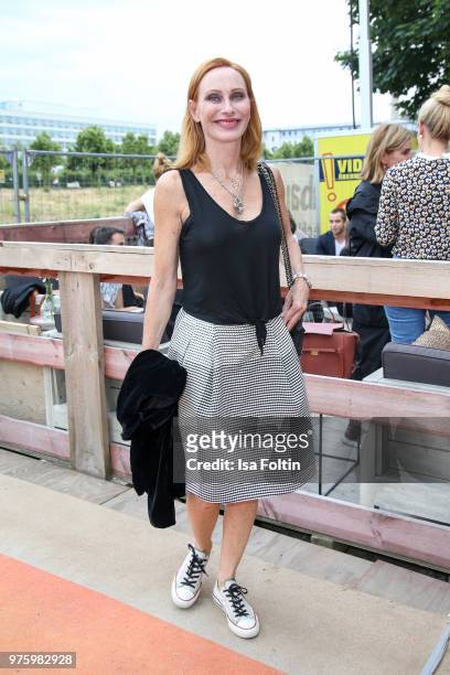 German actress Andrea Sawatzki during the nominees announcement of the German Play Award 2018 at Kornversuchsspeicher on June 15, 2018 in Berlin,...