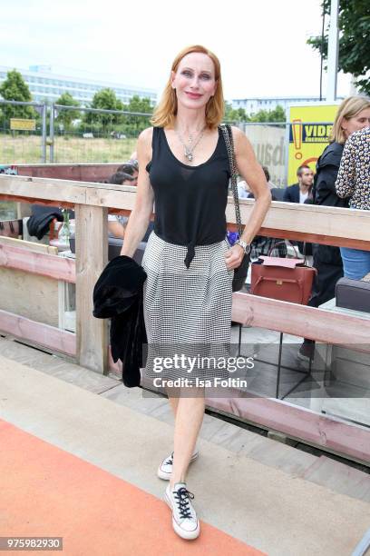 German actress Andrea Sawatzki during the nominees announcement of the German Play Award 2018 at Kornversuchsspeicher on June 15, 2018 in Berlin,...