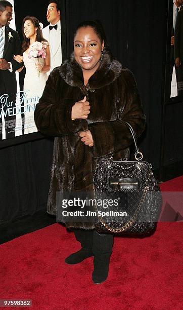 Tv personality Sherri Shepherd attends the premiere of "Our Family Wedding at AMC Loews Lincoln Square 13 theater on March 9, 2010 in New York City.