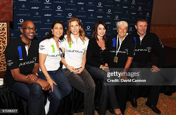 Laureus Sports Academy members : Edwin Moses, Nawal El Moutawakel, Monica Seles, Nadia Comaneci, Dawn Fraser and Sergey Bubka during the Laureus...