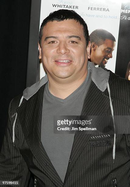 Comedian Carlos Mencia attends the premiere of "Our Family Wedding at AMC Loews Lincoln Square 13 theater on March 9, 2010 in New York City.