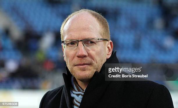 Sports director of the German Football Association , Matthias Sammer is seen prior to the U21 Euro Qualifying match between Germany and Iceland at...