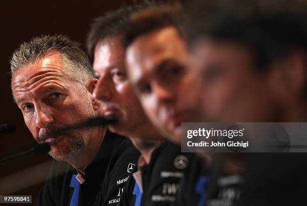 Sir Ian Botham speaks to the media prior to the Laureus World Sports Awards 2010 at Emirates Palace Hotel on March 10, 2010 in Abu Dhabi, United Arab...
