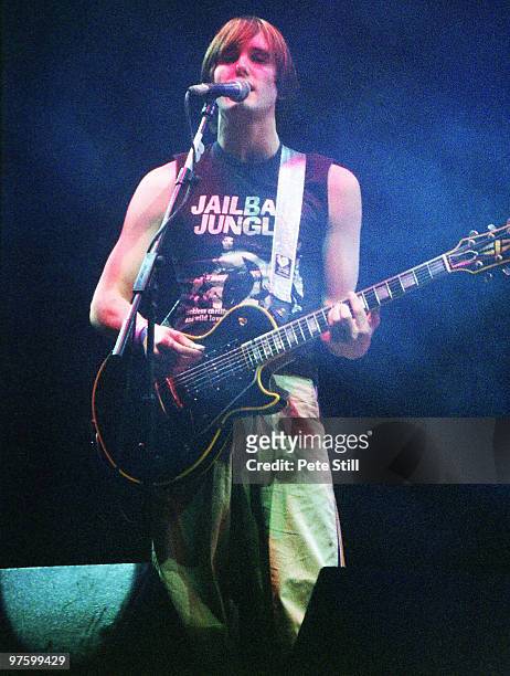 Tim Wheeler of Ash performs on stage at the Glastonbury Festival on June 27th, 1997 in Glastonbury, England.