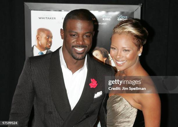 Actors Lance Gross and Eva Marcille attend the premiere of "Our Family Wedding at AMC Loews Lincoln Square 13 theater on March 9, 2010 in New York...
