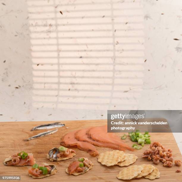 preparing fish appetizers. - 十脚目 ストックフォトと画像