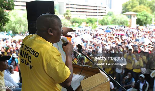 Youth League president Julius Malema is seen addressing students of the University of Johannesburg on Tuesday, 9 March 2010 ahead of the SRC...