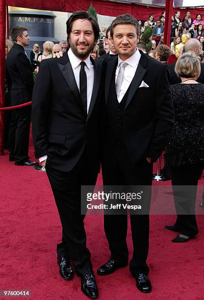 Producer Greg Shapiro and actor Jeremy Renner arrives at the 82nd Annual Academy Awards held at the Kodak Theatre on March 7, 2010 in Hollywood,...