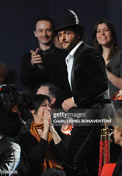 French singer Yodelice arrives to receive the award for best revelation album of the year for "Tree Of Life" during the 25th Victoires de la Musique...