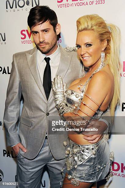 Nicholas Carpenter and Brigitte Marquette arrives the SVEDKA "The Future of Nightlife" party at Moon Nightclub at The Palms Resort & Casino on March...