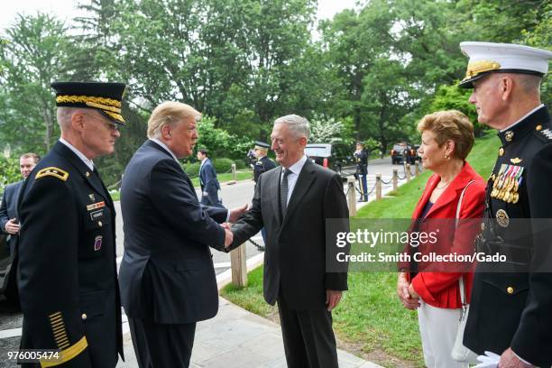 President Donald J Trump, Secretary of Defense James N Mattis and Chairman of the Joint Chiefs of Staff Marine Gen Joseph F Dunford Jr Memorial Day...