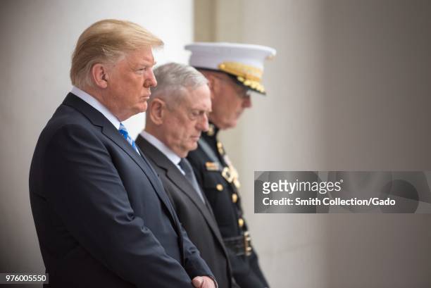 President Donald J Trump, Secretary of Defense James N Mattis and Chairman of the Joint Chiefs of Staff Marine Gen Joseph F Dunford Jr Memorial Day...