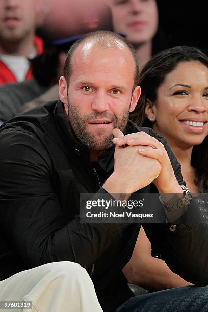 Jason Statham attends a game between the Toronto Raptors and the Los Angeles Lakers at Staples Center on March 9, 2010 in Los Angeles, California.