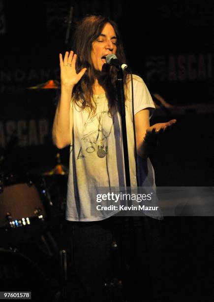 Musician Patti Smith performs at the ASCAP lounge on January 22, 2008 in Park City, Utah.