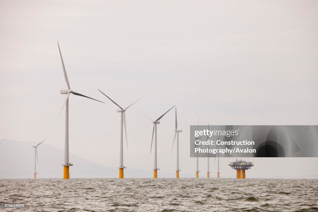 The newly built Robin Rigg offshore wind farm in the solway firth between Cumbria and Scotland