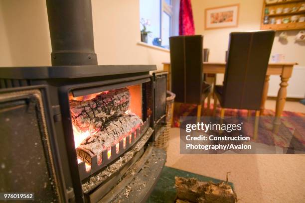 Using a log burning stove to heat a house is burning renewable fuel and therefore C02 neutral Good for the carbon footprint.