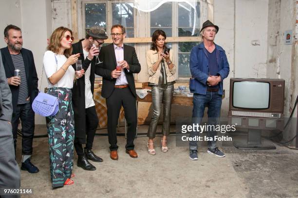 Josephine von Thiel, Wolfram Becker, Gerit Kling and Detlev Buck during the nominees announcement of the German Play Award 2018 at...