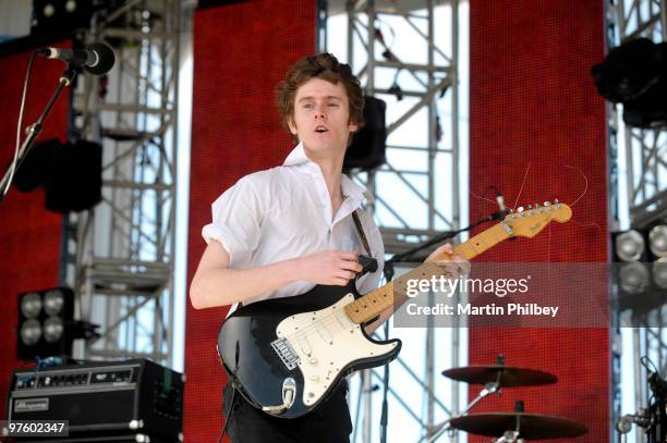 Dominic Byrne of Little Red performs on stage at Pyramid Rock Festival on 30th December 2008 in Philip Island, Victoria, Australia.