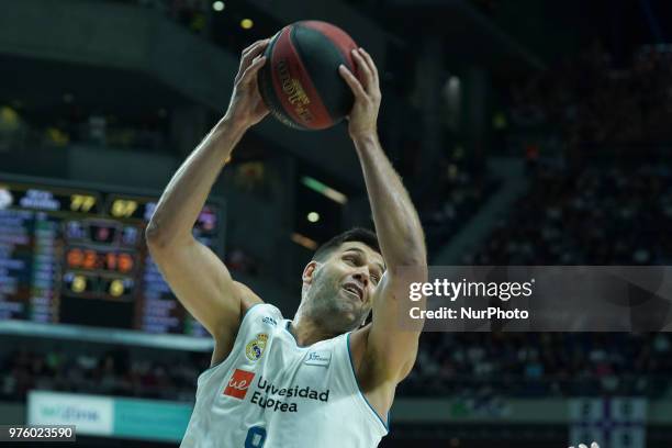 Of Real Madrid during the second game of the finals of the ACB League, game between Real Madrid and Kirolbet Baskonia at Wizink Center on June 15,...