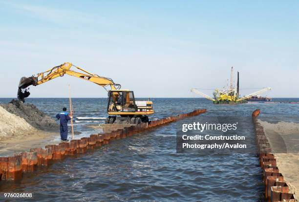 Water pipe construction for the release of stream water from the beach resort of Sopot, near Gdansk, Poland.