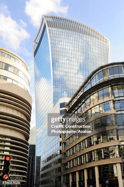 Fenchurch Street otherwise known as the Walkie Talkie building London UK.