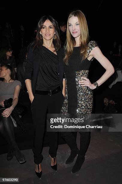Goya Toledo and Paulina Nemcova attends the Elie Saab Ready to Wear show as part of the Paris Womenswear Fashion Week Fall/Winter 2011 at Espace...