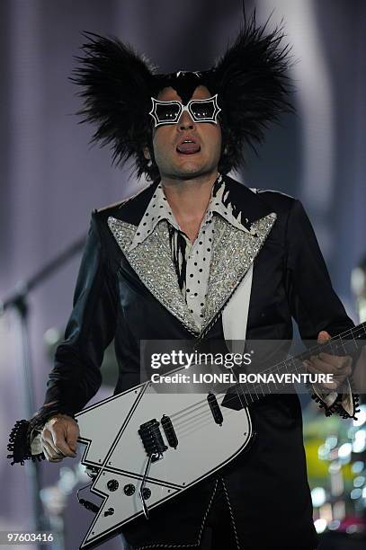 French singer Matthieu Chedid, aka M performs on stage during the 25th Victoires de la Musique yearly French music awards ceremony on March 6, 2010...