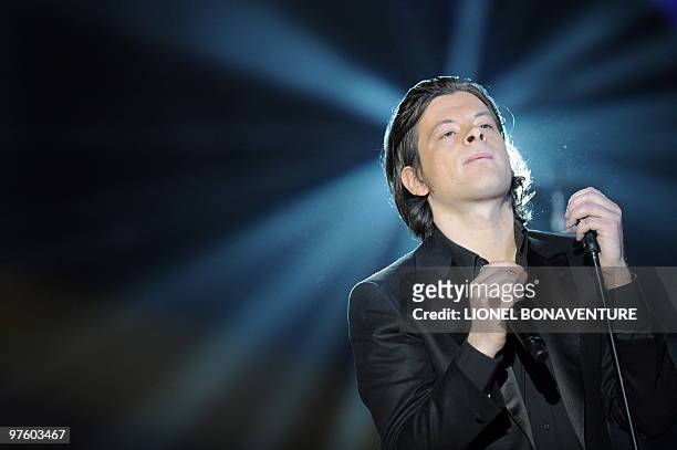 French singer Benjamin Biolay performs on stage during the 25th Victoires de la Musique yearly French music awards ceremony on March 6, 2010 at the...