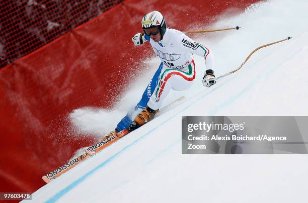 Werner Heel of Italy takes 3rd place in the overall World Cup Downhill during the Audi FIS Alpine Ski World Cup Men's Downhill on March 10, 2010 in...