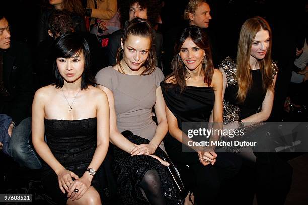 Lin Dan Pham, Rie Rasmussen, Goya Toledo and Paulina Nemcova attend the Elie Saab Ready to Wear show as part of the Paris Womenswear Fashion Week...