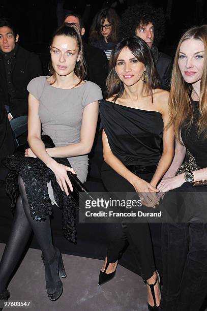 Rie Rasmussen, Goya Toledo and Paulina Nemcova attend the Elie Saab Ready to Wear show as part of the Paris Womenswear Fashion Week Fall/Winter 2011...