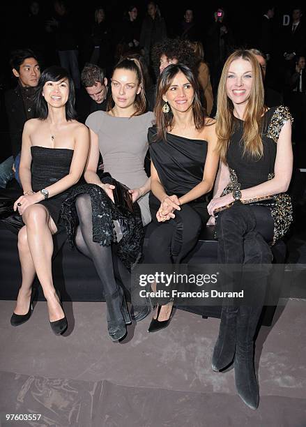 Linh-Dan Pham, Rie Rasmussen, Goya Toledo and Paulina Nemcova attend the Elie Saab Ready to Wear show as part of the Paris Womenswear Fashion Week...