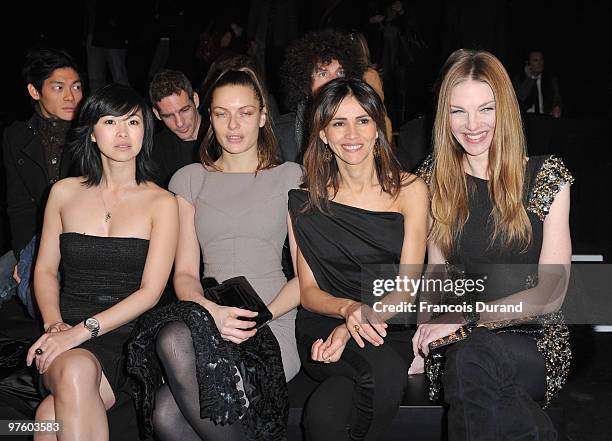 Linh-Dan Pham, Rie Rasmussen, Goya Toledo and Paulina Nemcova attend the Elie Saab Ready to Wear show as part of the Paris Womenswear Fashion Week...