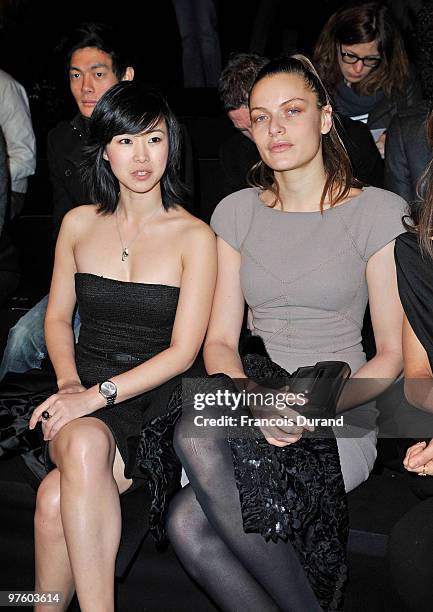 Linh-Dan Pham and Rie Rasmussen attend the Elie Saab Ready to Wear show as part of the Paris Womenswear Fashion Week Fall/Winter 2011 at Espace...