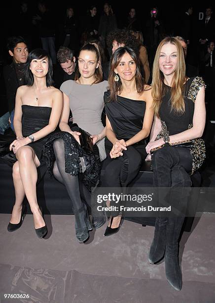 Linh-Dan Pham, Rie Rasmussen, Goya Toledo and Paulina Nemcova attend the Elie Saab Ready to Wear show as part of the Paris Womenswear Fashion Week...