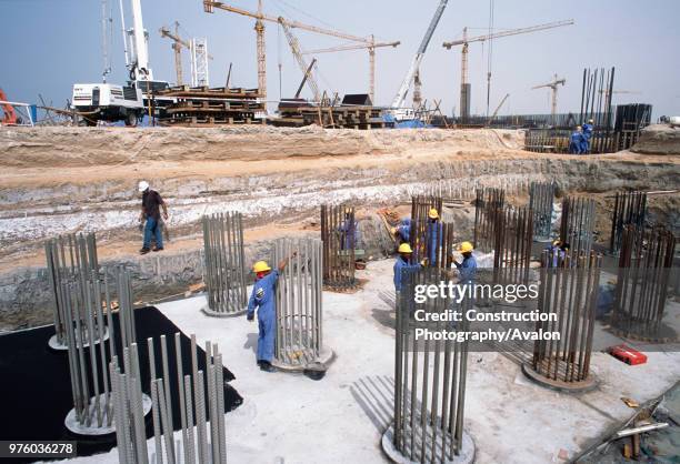 Finishing pile reinforcement for foundations of the artificial ski slope Mall of the Emirates, Dubai Mall Development, UAE.