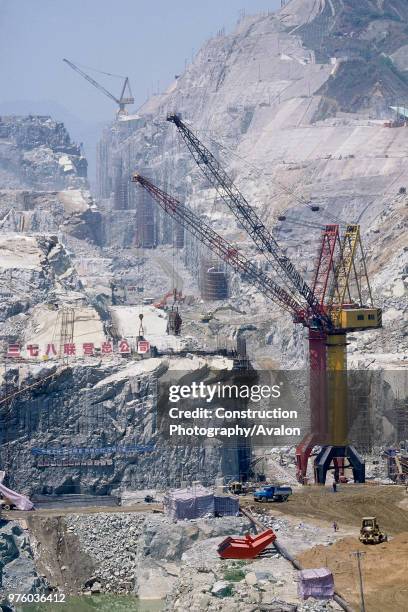 Diversion Canal Cutting at Three Gorges Dam Yangtse River Sandouping, Yichang, Hubei Province, China .